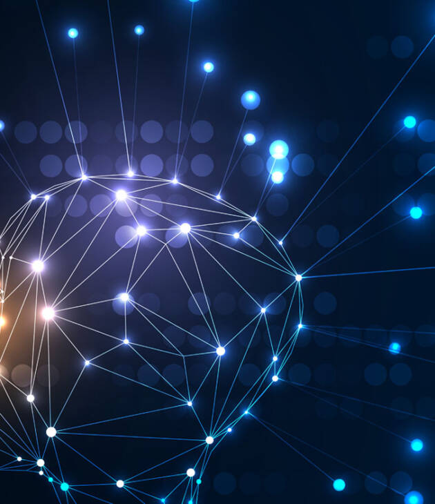 Conceptual technology illustration of artificial intelligence. Abstract futuristic background